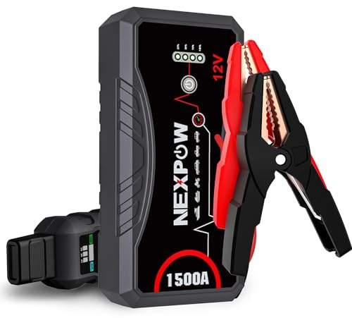 NEXPOW Starthilfe Powerbank, Spitzstrom Tragbare Auto Starthilfe 12V für 7.0L Benzin und 5.5L Dieselmotor, Starter Powerbank mit LED Taschenlampe/USB, Batterie Jump Starter mit Starthilfekabel