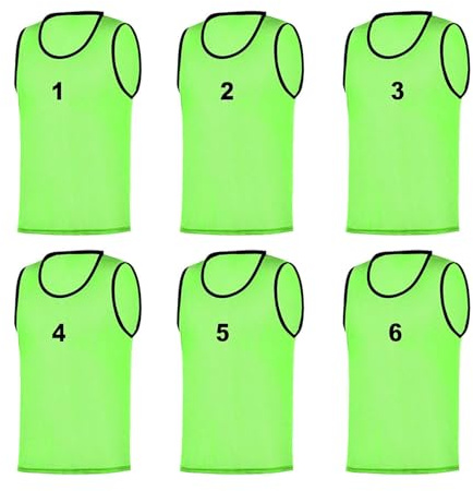 RHINOS sports Leibchen Set (6 Stück) | Nummeriert 1-6 | Grün | Größe M | Erwachsene