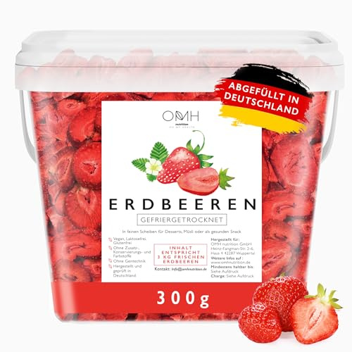 Erdbeeren gefriergetrocknet in Scheiben 300g gefriergetrocknete Früchte frei von Zuckerzusatz und Zusatzstoffen Deutschland
