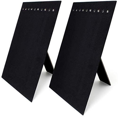 iGadgitz Home U7090 Samt Kettenständer Kettenhalter Schmuckständer (10 Haken) - Schwarz - 2 Stk