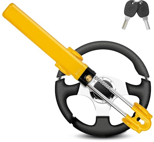 GADLANE Lenkradkralle für Auto - Twin Bar Hohe Sichtbarkeit Abschreckung Lenkradschloss für Auto, Van, Wohnwagen - mit 2 Schlüssel - Lenkradsperre Diebstahlschutz (Gelb)