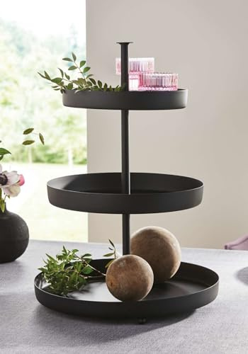 Etagere Black aus Metall, matt-schwarz, 3-stöckig, Tortenständer | Obst-Etagere mit 3 Ebenen, Metalletagere, Servierständer, Kuchenständer, Muffinständer, Gebäckständer