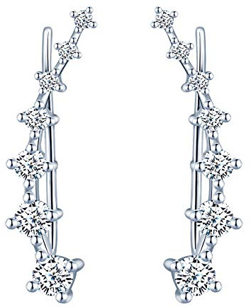 Yumilok Damen Knorpel Schmuck Ohrklemme Ohrring Ohrstecker Ohrclip Piercing 925er Sterling Silber mit Kristall für Mädchen Silber
