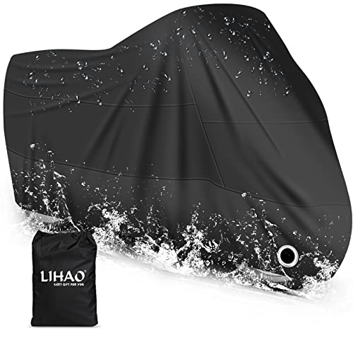 LIHAO Motorrad Abdeckplane Outdoor Wasserdicht UV-Schutz Hitze-Resistent Allwetter Wetterfest Motorradgarage 190T Material für Roller Scooter Moped - 245 x 105 x 125 cm inkl. Aufbewahrungstasche