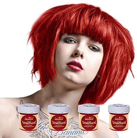4 X La Riche Directions Semi-Permanent Hair Color 88ml Tubs - Pillarbox Red