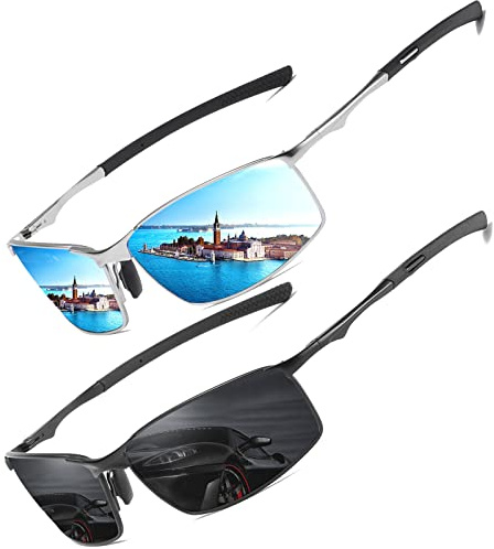 LEDING&BEST Polarisierte Pilotenbrille Sonnenbrille Herren Damen Freien Leichtgewicht Metallrahmen Angeln Golf Fahren Stilvoll Retro Flieger brille Cat 3 CE