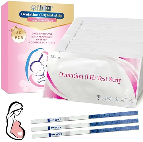 50x Ovulationstests Hohe Sensitivität, Ovulation Test Streifen 25mIU, Eisprung Teststreifen für Frauen, Fruchtbarkeitstest für Frauen, Präziser Ovulationstest