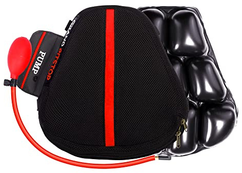 GRAND PITSTOP Motorcycle Air Seat Cushion, on The go inflate & Deflate, Pressure Relief Motorcycle Seat Pad, Shock Proof Comfortable for Motorbike Long Rides (Sports Premium with Air Pump)