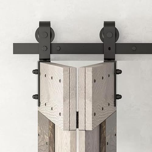 HOCONNIE 4FT/122cm Bi-Folding Sliding Barn Door Hardware Scheunentor Spur Set Falten Door Kit Platz Sparen für 2 Türen