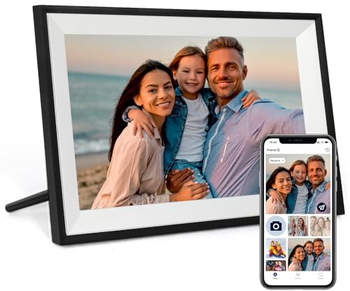 Humblestead Digitaler Bilderrahmen 10,1 Zoll 32GB WiFi Elektronischer Bilderrahmen 1280x800 HD intelligenter Touchscreen, Automatische Drehung, mühelose Fernkonfiguration über die AiMOR-App, Schwarz