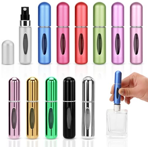 Lanovuto 12 Stück Parfümzerstäuber 5ml, Mini Parfum Zerstäuber für Unterwegs, Parfüm Abfüller, Parfümzerstäuber Nachfüllbar für Urlaub, Reisen, Camping
