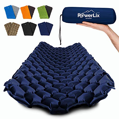 POWERLIX Ultraleichte aufblasbare Campingmatte - Kompakte und leichte Campingmatte für Wandern, Outdoor - Airpad, Aufblastasche, Tragetasche, Reparaturset, 190 x 57,9 cm