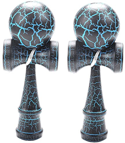 Remingtape 2X Spielzeug Aussen Sports Kendama Spielzeug Ball Kinder und Erwachsene Aussen Ball Sportarten Riss Buchen Buntes Design Schwarz und Blau