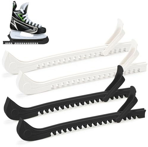 Bafiwu 2 Paar Kufenschoner Eiskunstlauf Schlittschuhe, Verstellbarer Eishockey Schlittschuhe Schoner, Schlittschuh Schoner Zubehör Für Kinder und Erwachsenenkufen (Schwarz+Weiß)