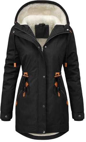 RITOSTA Winterjacke Damen Lang Parka Fleece Gefüttert Damen-Jacken Winter Wintermantel Warm Mantel Hooded Jacket Kapuzenjacke Winterparka Softshellmantel mit Kapuze Taschen