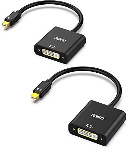 BENFEI Mini DisplayPort auf DVI Adapter, 2 Stück Mini Display Port (Thunderbolt) auf DVI Konverter Stecker auf Buchse Adapterkabel für ThinkPad SurfacePro PC.