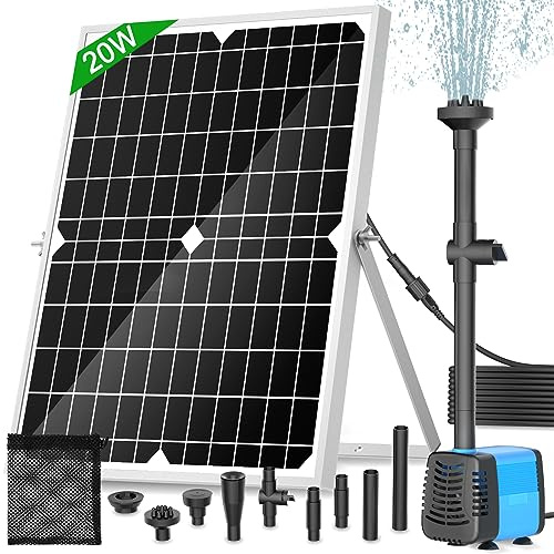 20W Solar Teichpumpe 1300L/H | 4 Variable Fontänenmodelle | Für Gartenteich, Springbrunnen, Bachlauf