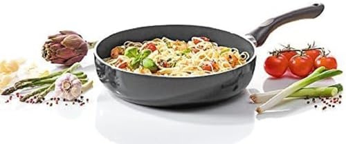 Krüger Aluminium Schmorpfanne Venezia Ø 28 cm | Induktion | Antihaft | Spülmaschinengeeignet | Optimale Wärmeleitung | Hervorragende Brateigenschaften | Tiefe Ausführung | Ideal zum Schmoren