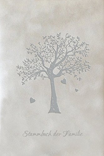 Stammbuch AHNENBAUM - Uralte Baumfamilie Stammbuch der Familie Hochzeit – Graues Familienstammbuch Velours mit Silberprägung – Sonderformat 13 x 20 cm kleiner als DIN A5 für Standesamt Urkunden