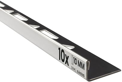 10x L-Profil Edelstahlschiene Fliesenprofil Fliesenschiene Edelstahl V2A L250cm 10mm glänzend