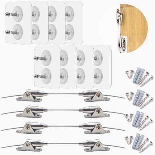 EAPIKON 4 Paare Kippsicherung Möbel Ohne Bohren für Schrank Kommode, Anti Kipp Möbel Wandanker aus Metall, Verstellbare Kippschutz Möbelbefestigung für Haustiere Babysicherheit, Furniture Wall Anchor