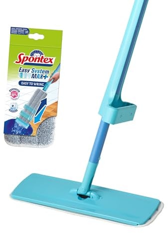Spontex Easy System Max+ Bodenwischer - Wischmopp mit Mikrofaserbezug und integriertem Wringsystem - Reinigt Laminat-, Holz- & Fliesenböden