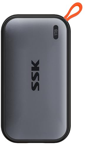 SSK 1 TB tragbare Externe NVME-SSD, bis zu 1050 MB/s, Extreme Übertragungsgeschwindigkeit, USB 3.2 Gen 2 Solid State Drive für Typ-C-Smartphones, PS5, Xbox, Laptop, MacBook/Pro/Air und mehr