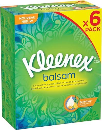 Kleenex Balsam P80 Taschentücher-Box, 80 Tücher – 6er-Pack (insgesamt 480 Taschentücher)