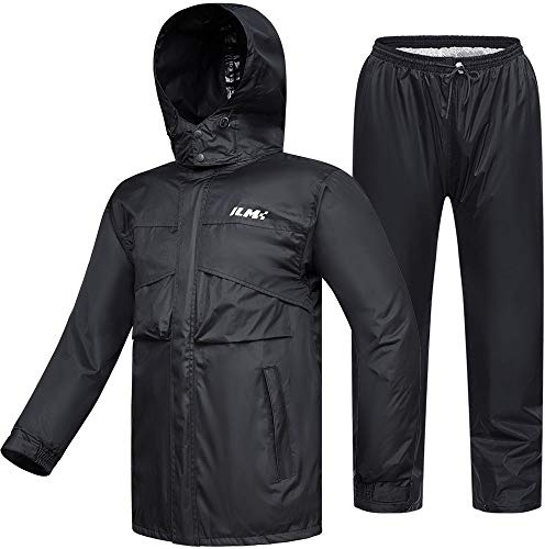 ILM Motorrad Regenkombi Herren Damen Wasserdicht-Regenjacke Verschleißfest, 6 Taschen, 2-teiliges Set mit Jacke und Hose