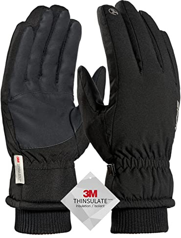 TRENDOUX Winterhandschuhe Herren, Warme wasserdichte Thermo Handschuhe Damen für Frauen 3M Thinsulate gefüttert Touchscreen for Fahrrad Outdoor Snowboard, Handschuhe Ski - Schwarz L