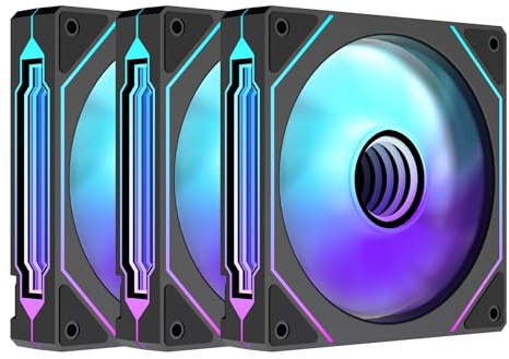 TZMRIT PRISM 4 PRO RGB Lüfter 120mm,Schwarz,3 x 120MM-Reverse | Infinity Mirror PC Lüfter,ARGB PWM Gehäuselüfter,Reverse Blade,Ansaugung(Intake) für Boden/Seite, 58.36CFM/2000RPM/2.07MMH2O