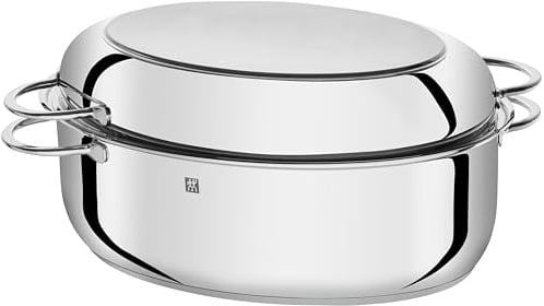 ZWILLING Plus Bräter mit Deckel, Induktion und Backofengeeignet, 38 cm, 8,5 Liter, Oval, Rostfreier Edelstahl, Silber