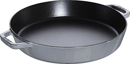 STAUB Bratpfanne, Paellapfanne mit 2 Griffen, 34 cm, Gusseisen, für alle Herdarten, Induktion und Backofen, Graphit-Grau