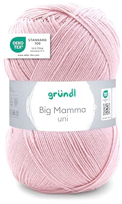Gründl Wolle Big Mamma uni - XXL Wolle zum Stricken - Strickgarn - Weich und hautfreundlich - 100% Polyacryl - 1 Knäuel 400 g / 1040 m - Nadelstärke 3,5-4,5 - rosa