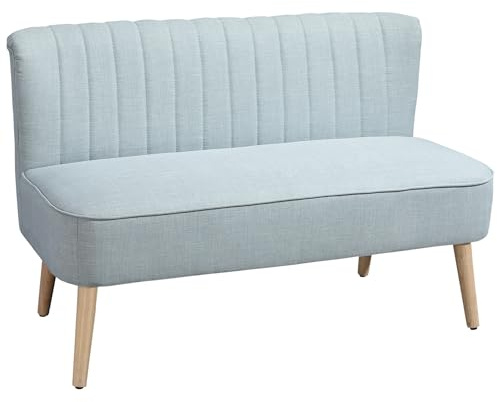 HOMCOM Sofa 2 Sitzer Couch, Kleine Loveseat mit Leinen-Optik Modern Polstersofa für Wohnzimmer, Schlafzimmer, kleinen Raum, Grün 117 x 56,5 x 77 cm