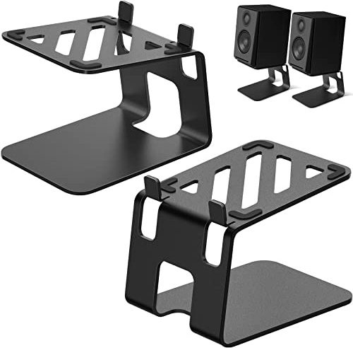 Vaydeer Lautsprecherständer Metall Lautsprecher ständer Schreibtisch 1 Paar Spezial Kipp Design Metall Speaker Stand Boxenständer für Computer Lautsprecher - Schwarz