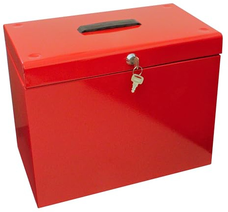 Ablagebox / Hängemappenbox (aus Metall, A4) rot