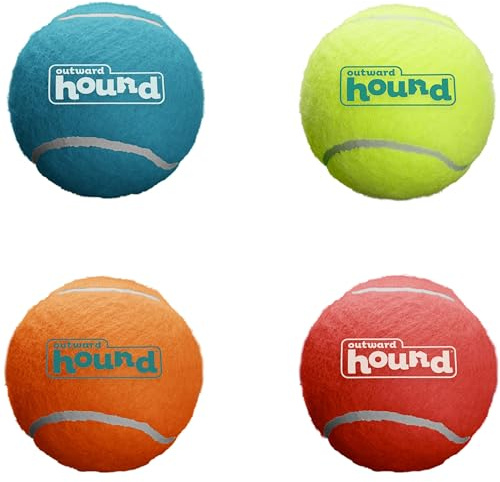Outward Hound Squeaker Ballz - Hundespielzeug zum Apportieren - Größe S - 4er-Pack
