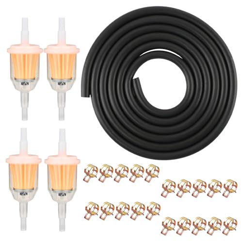 RAFIYU Benzinschlauch Ø 5 Mm Kit, 2 M Kraftstoffleitung Für Auto | Mit 4 Filtern in 5/8 mm Und 20 Schellen, Passend Für Motorrad, Roller Und Rasenmäher