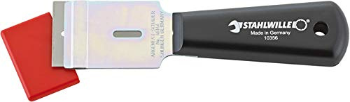STAHLWILLE 10356 Glasschaber | zum Entfernen von Kleberresten und Aufklebern | Länge 165 mm, 40 mm breite Klinge mit Schutzkappe | Made in Germany