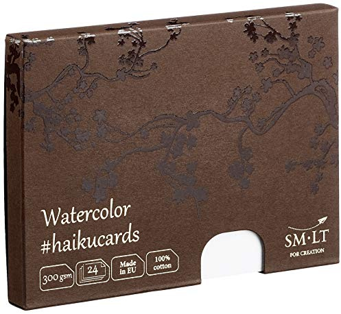 SM.LT SMLT C-24(300) Haikucards 147x106 mm Aquarellkarten in der Box, 300 gsm Aquarellpapier, 24 Karten, white