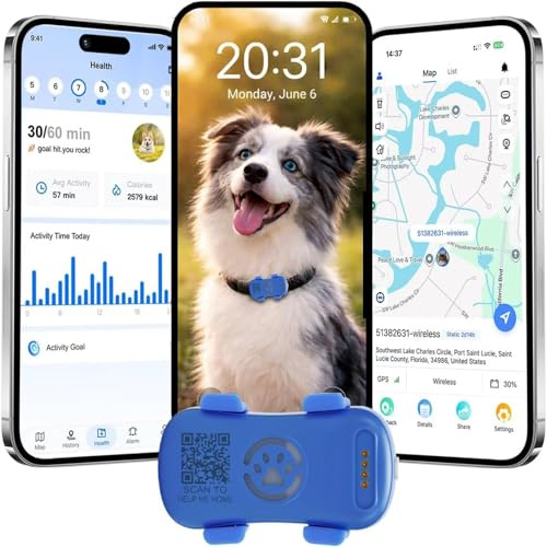 GPS-Tracker für Hunde,4G Hundetracker,chtzeit-Ortung,virtueller Zaun 100% wasserdicht Haustierortung,Ortungsgerät für entlaufene Katzen