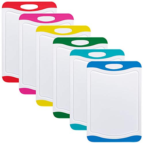 Rosenstein & Söhne Schneidebrett BPA frei: 6er-Set Schneidebretter in 6 Farben, antibakteriell, je 29 x 20 cm (Kunststoff Set, Jausenbretter, Farbe)