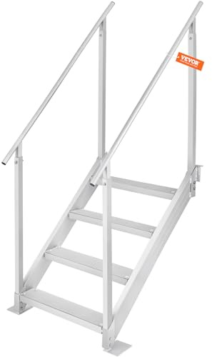 VEVOR 4-stufige Badeleiter mit Zwei Handläufen Bootsleiter 800x1850x1750mm Poolleiter aus Aluminiumlegierung Treppenleiter 250kg Tragfähigkeit 55x10cm Pedale Ideal für Häfen Boot Schwimmbäder