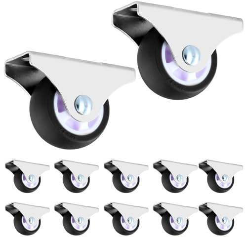 QWORK® 12er-Set Möbel Bockrollen - 38 mm Durchmesser TPE-Rad - Belastbarkeit 45 kg - für Wohnbereich und Kleinmöbel