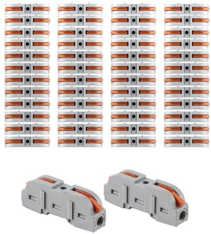 Verbindungsklemmen 1-polig 50 Stück Kabelverbinder Steckklemmen Kabelklemmen mit Hebel, Compact Elektro Klemmen Durchgangsverbinder von Verbinden Leitern, Frei Kombinierbar