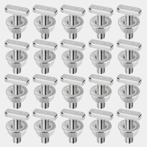 20 Stück Hammerkopfschrauben Set, T Schrauben mit Sperrzahnmuttern M8 x 20 mm Edelstahl A2-70 Flanschmuttern M8 Schrauben für PV Solar Montageschienen Photovoltaik Gewächshaus