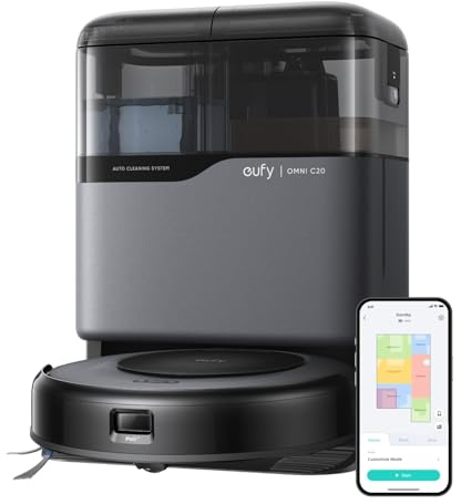 eufy Saugroboter Omni C20 mit All-in-One-Station, Auto-Entleerung, Auto-Wasch- und Trocknungsfunktion, 8,5cm Ultraflaches Design, 7.000Pa Starke Saugleistung, Staubsauger Roboter mit Wischfunktion
