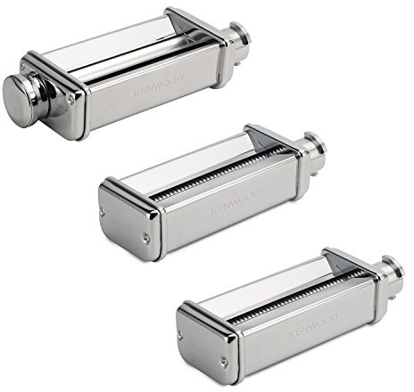 Kenwood Pasta-Set MAX980ME Zubehör für Kenwood Küchenmaschinen, elektrische Nudelmaschine mit Lasagne-Walze und Spaghetti und Fettuccine Aufsatz, Edelstahl, Silber