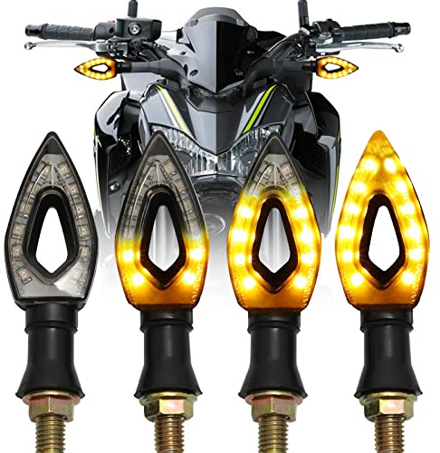 JMTBNO 4x Motorrad LED Mini Blinker E Geprüft Seqeuntielle Vorne Hinten Bernstein Licht Microblinker 12V für Street Bike Quad Roller Scooter Moped Motorroller, geräucherte schwarze Linse